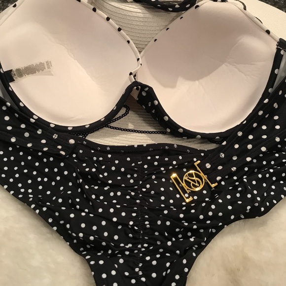 Victoria’s Secret bikini push up poke dot two toned 34DD/S or other bottoms - Picture 8 of 15